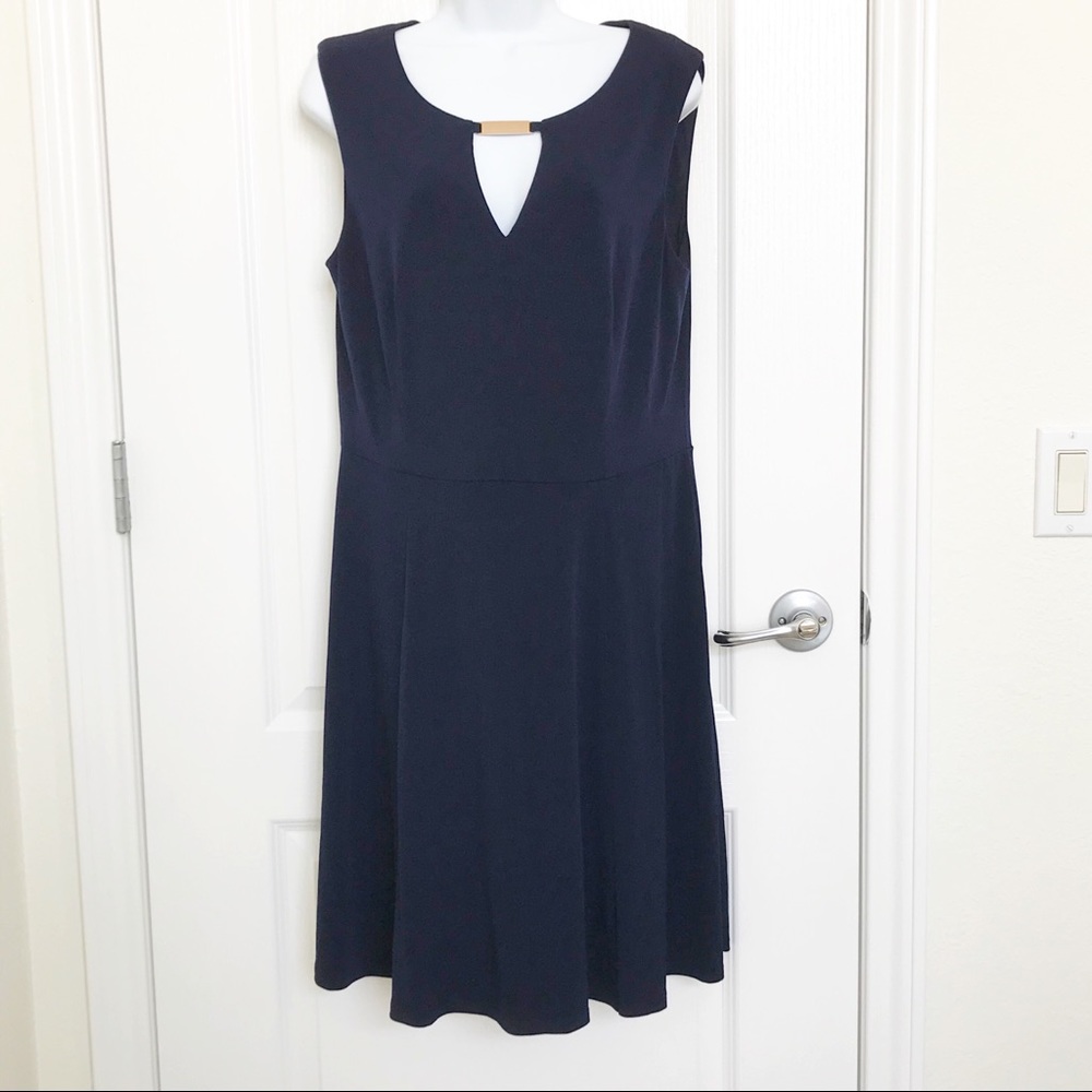 Connected Apparel Sleeveless Knee-Legth Blue Dress